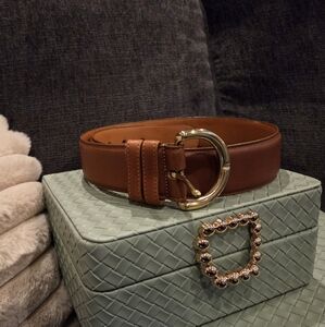 Coach Brown Leather Belt with Brass Buckle